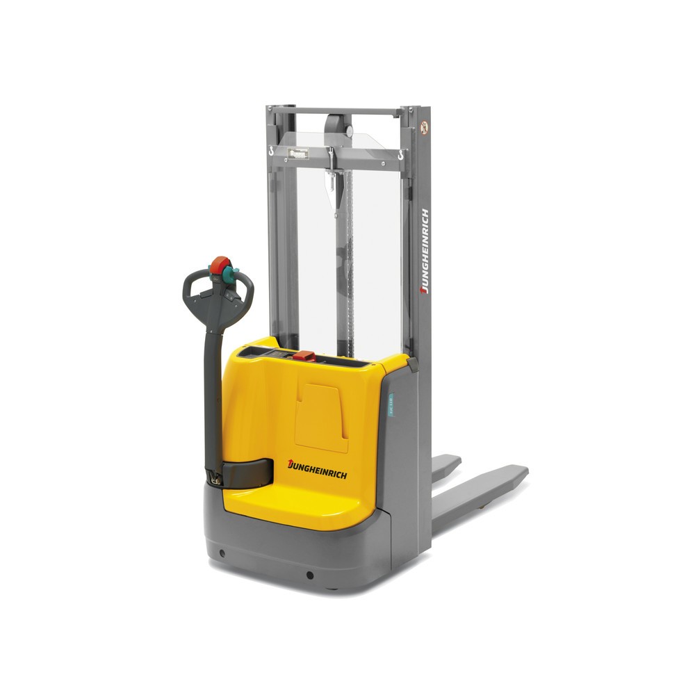 Obraz produktu: Akumulatorowy wózek podnośnikowy Jungheinrich EJC 110/ZT, podwójny maszt teleskopowy, wysokość podnoszenia 2790 mm, udźwig 1000 kg, proporcjonalny układ hydrauliczny, Aquamatik