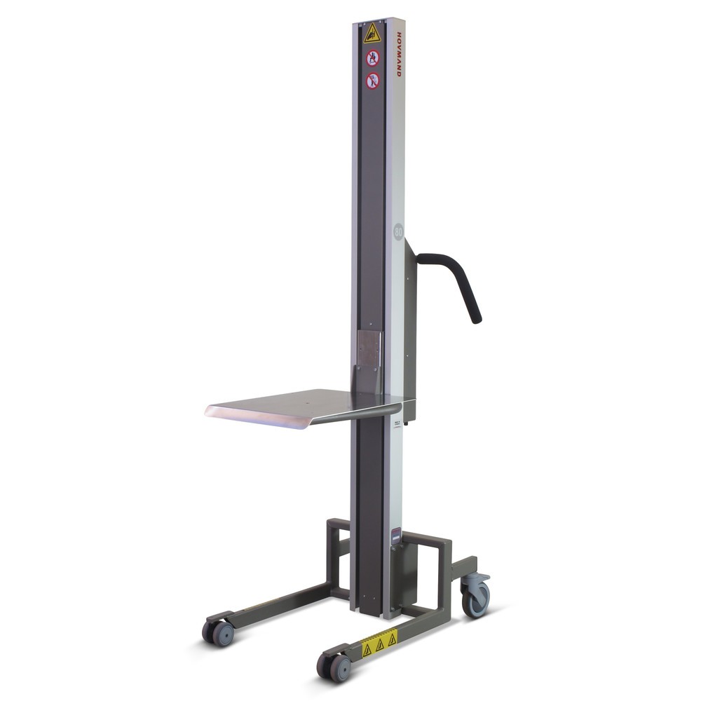 Obraz produktu: Podnośnik HOVMAND z platformą ze stali szlachetnej, zakres podnoszenia 100-1710 mm, udźwig 80 kg