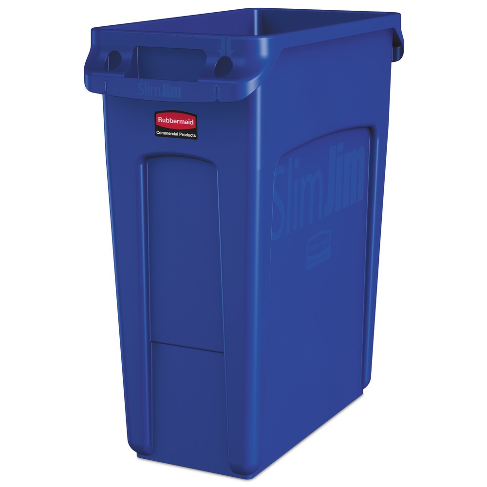 Obraz produktu: Pojemnik na surowce wtórne Rubbermaid® Slim Jim® z kanałami wentylacyjnymi, 60 l, niebieski