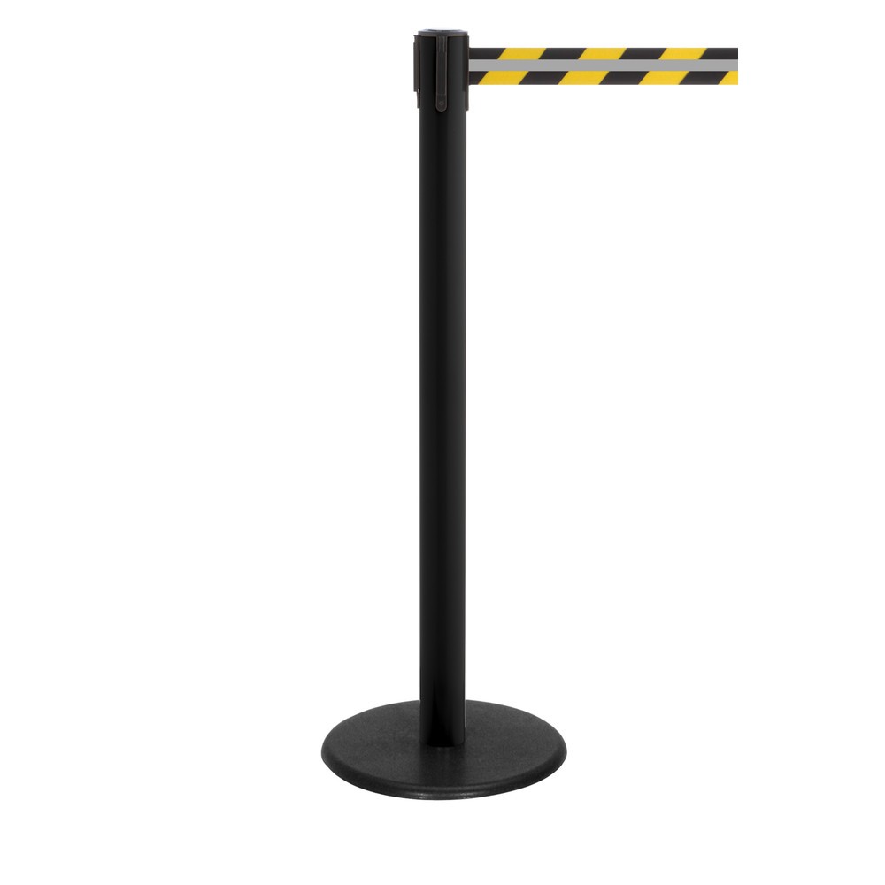 Obraz produktu: Słupek odgradzający do taśmy RS-GUIDESYSTEMS® GLA 28-J REFLECTO, długość 2,3 m, szerokość 50 mm, słupek czarny, taśma czarno-żółta