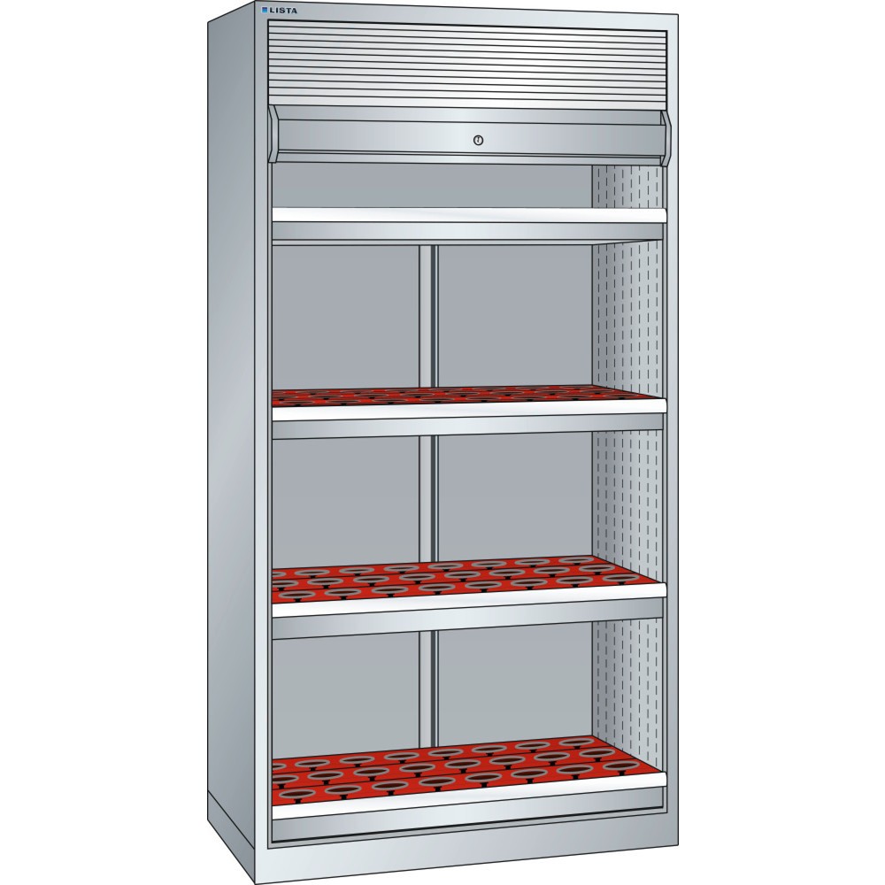 Obraz produktu: Szafa LISTA NC 54x27E, (szer. x gł. x wys.) 1038 x 691 x 1950 mm, ISO-SK 50, 96 uchwyty, jasnoszary