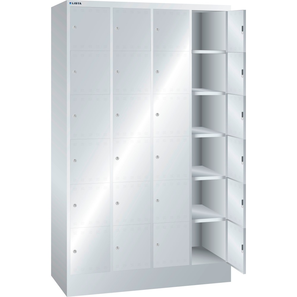 Obraz produktu: Szafa ze schowkami LISTA, (szer. x gł. x wys.) 1200 x 500 x 1995 mm, 4 x 6 schowków zamknięcie