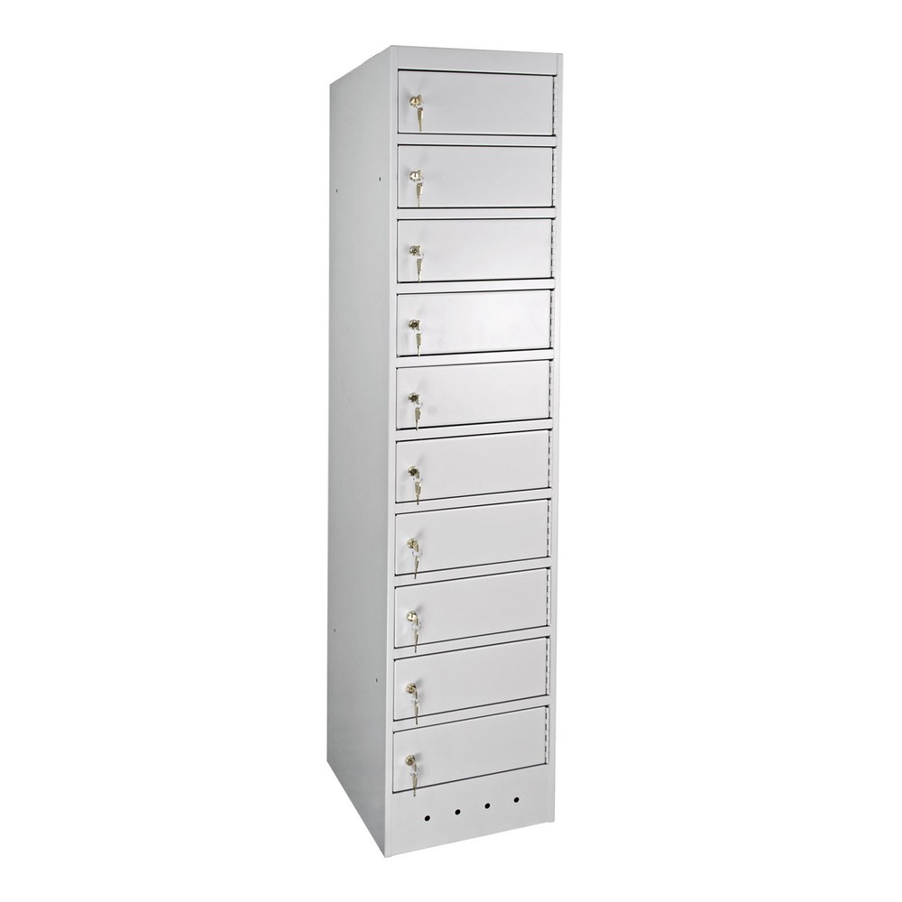 Obraz produktu: Zamykana szafka na laptopa, wys. x szer. x gł. 1800 x 400 x 500 mm, 10 komór, w tym zasilanie