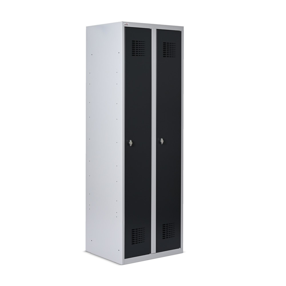 Zdjęcie produktu nr 2: Szafka Steinbock® podłogowa, 2 przegrody, zamek/zamknięcie z ryglem obrotowym, wys. x szer. x gł. 1800 x 600 x 500 mm, jasnoszary/antracytowoszary